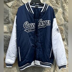 Vintage Dallas Cowboys Satin Bomber Jacket Mens Sz Large NFL 90's Fan Apparel
